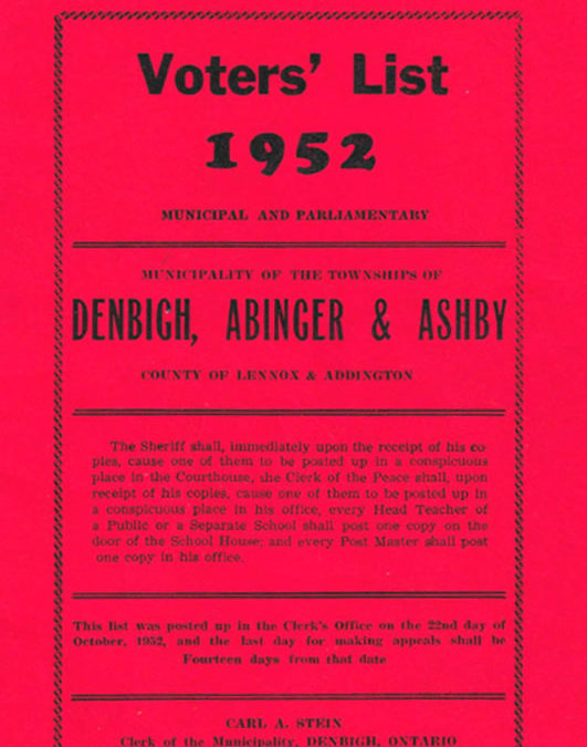 View The Voter’s Lists: 1932, 1952 and 1965