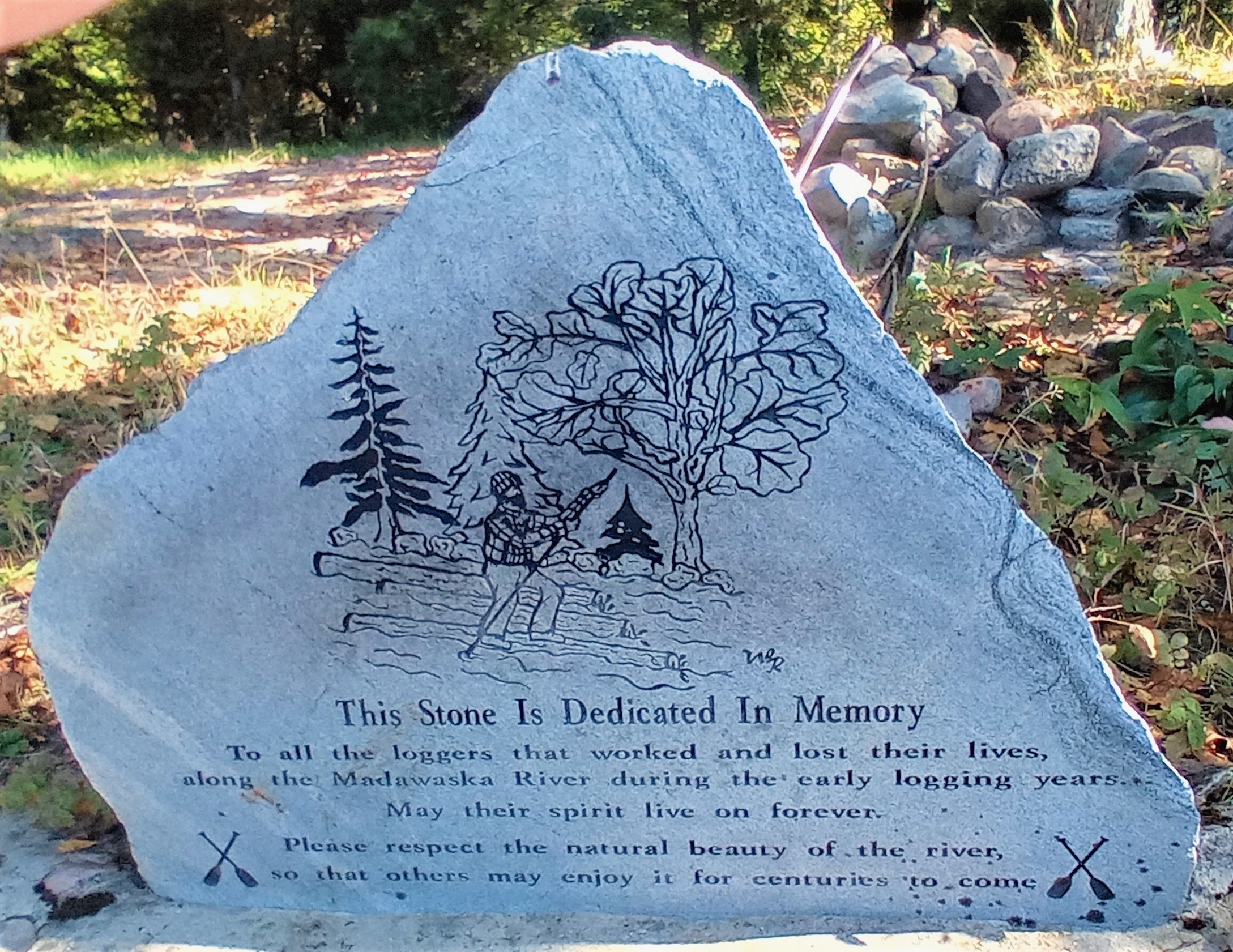 Loggers Memorial Stone - Madawaska - Front