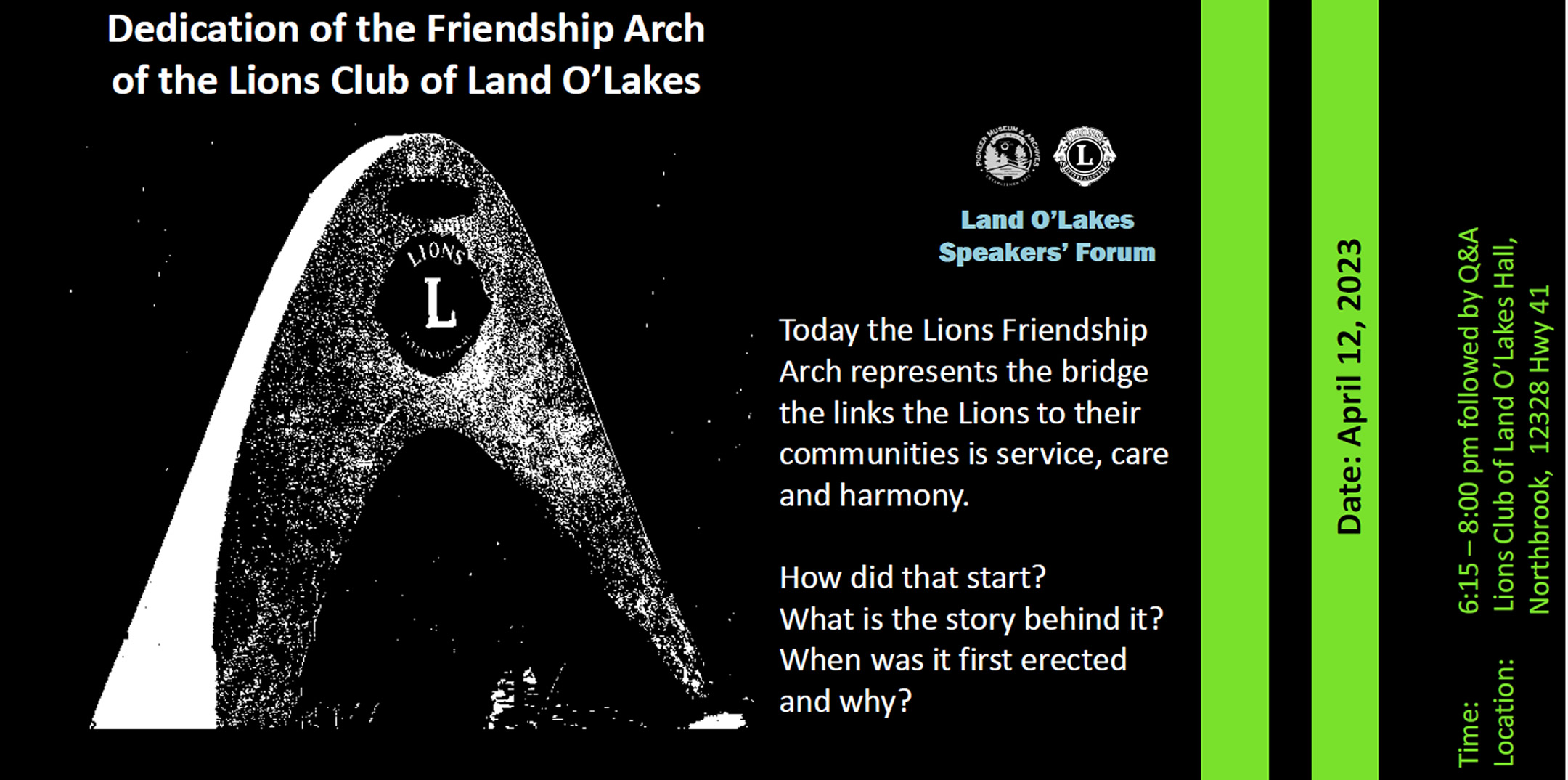 Land O' Lakes Speakers' Forum - Friendship Arch