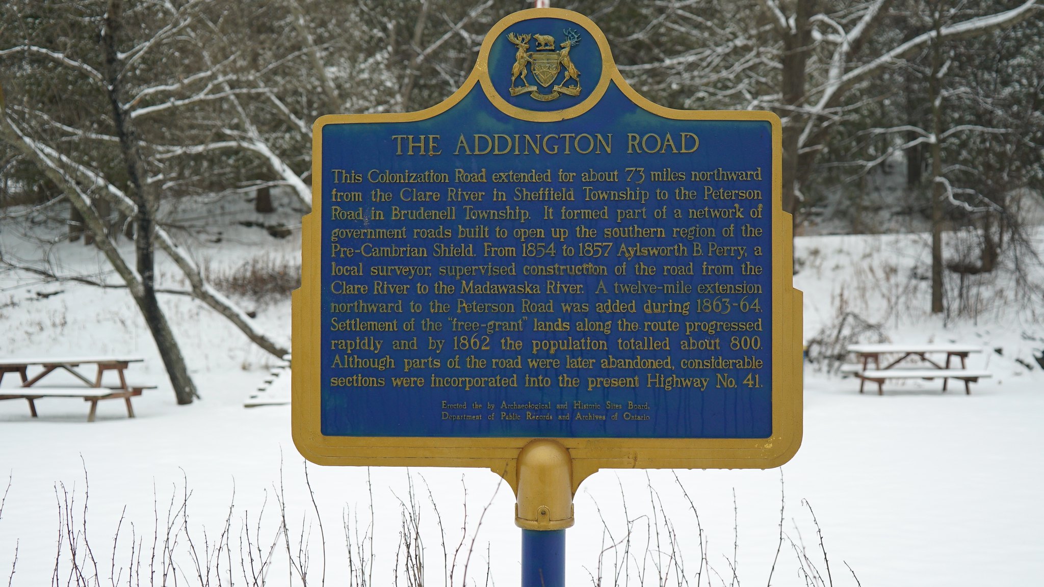 The Addington Road sign in Kaladar, Ontario