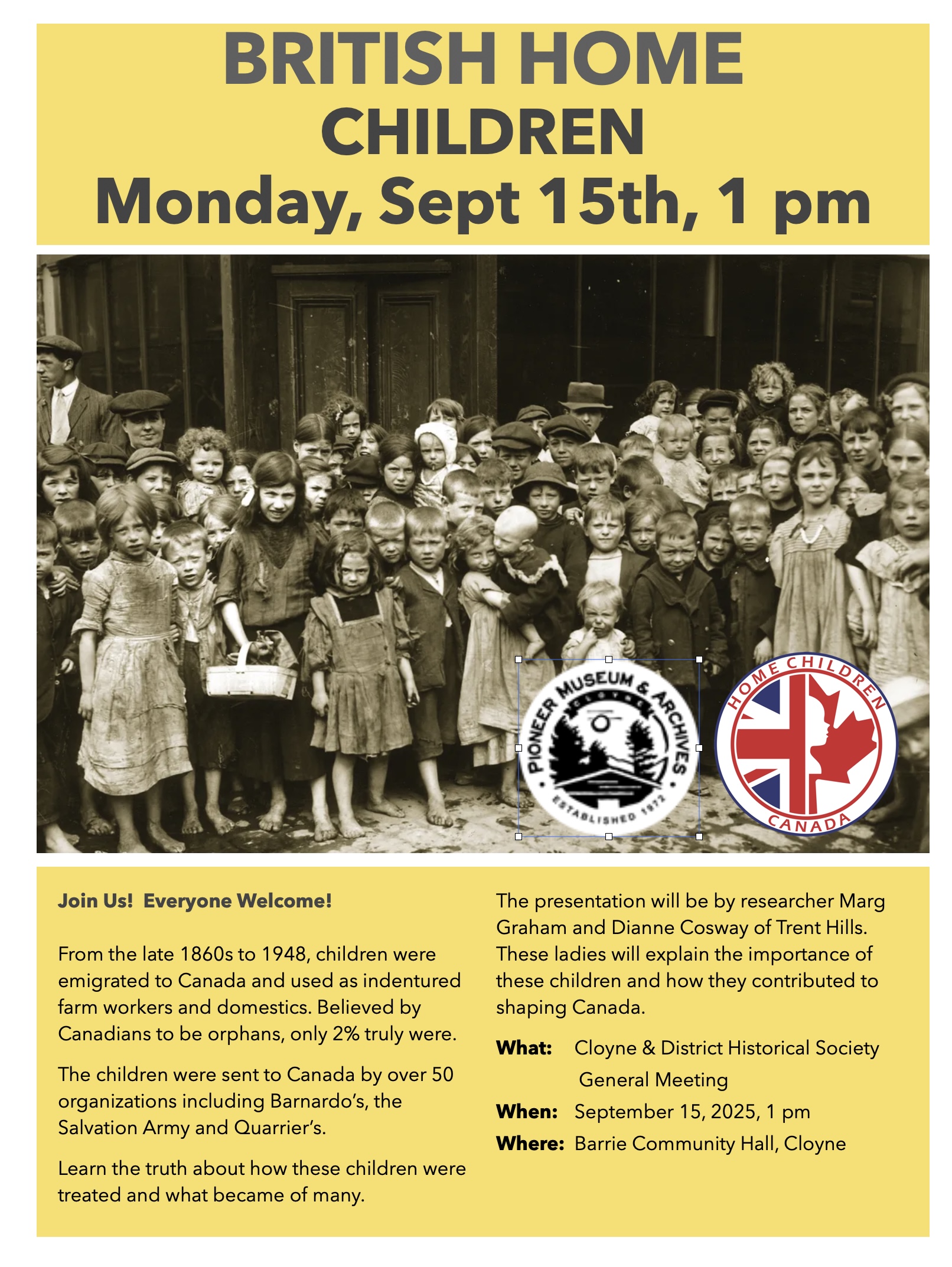 British Home Children presentation at the CDHS in Cloyne