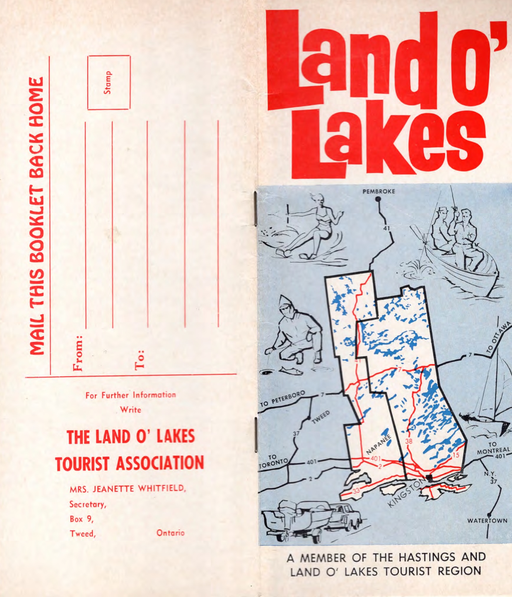 Screenshot Land O' Lakes Tourist Association Brochure from the 1960s.